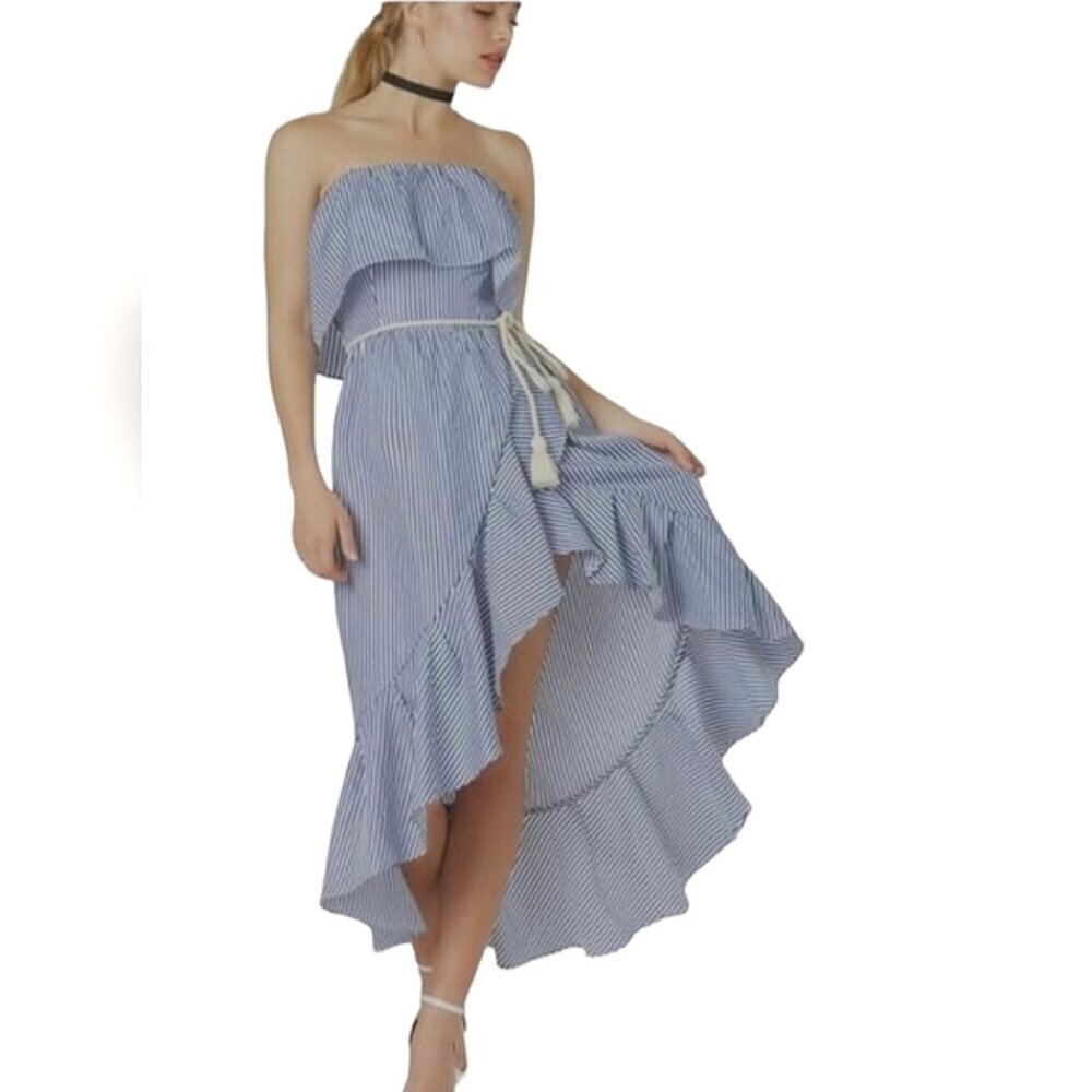 NO.AN Strapless Striped Rope Belt Dress Size Small